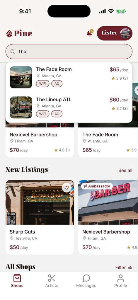 Pine App Screen 1